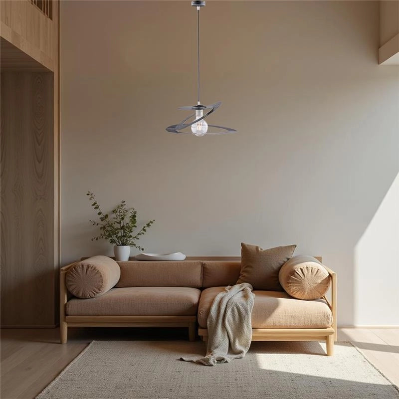 SUSY LAMPADARIO IN METALLO DESIGN MODERNO COLORE NERO E ARGENTO E27 1 LUCE 57 WATT 40X80 CM