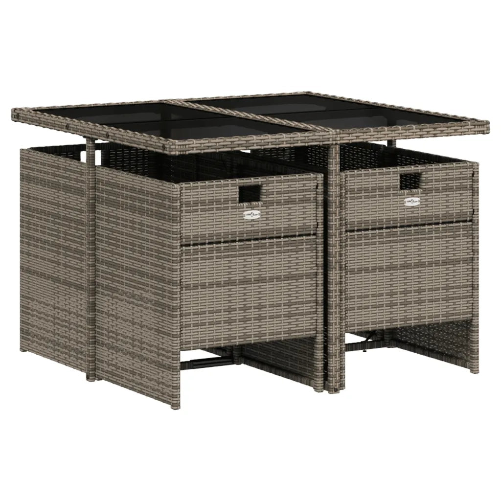 Set da Pranzo da Giardino 5 pz con Cuscini in Polyrattan Grigio 3277663