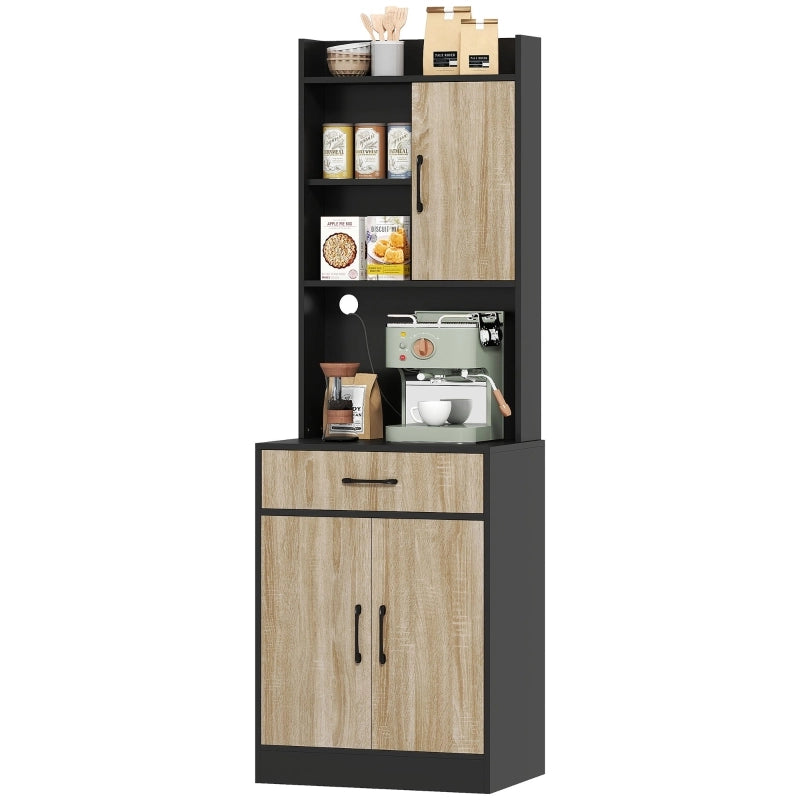 ARMADIO DA CUCINA con piano di lavoro 60 x 40 cm, effetto legno naturale e nero