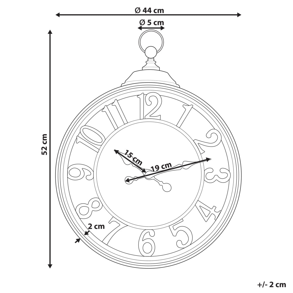 Orologio da parete nero ramato in materiale sintetico 44 cm con numeri arabi in stile tradizionale