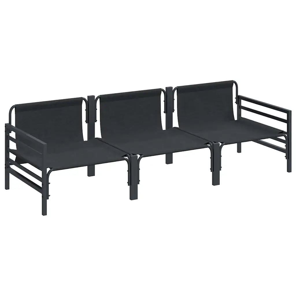 Set Divano da Giardino con cuscino 3 pz | Set Salotto da Giardino Nero Acciaio