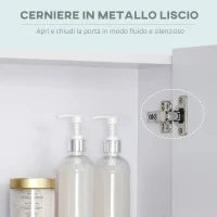 kleankin Armadietto a Specchio Rettangolare Montato a Parete con Credenze e Ripiano Regolabile, in MDF e Vetro, 60x15x75cm, Bianco