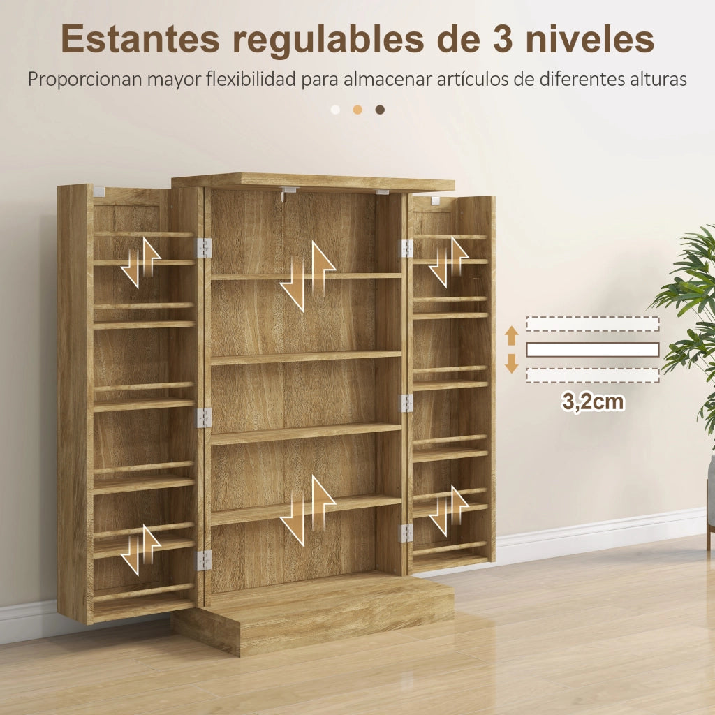 Mobile dispensa con ante in rattan e ripiani regolabili ¨C Xylo ¨C Naturale 60x30x104cm