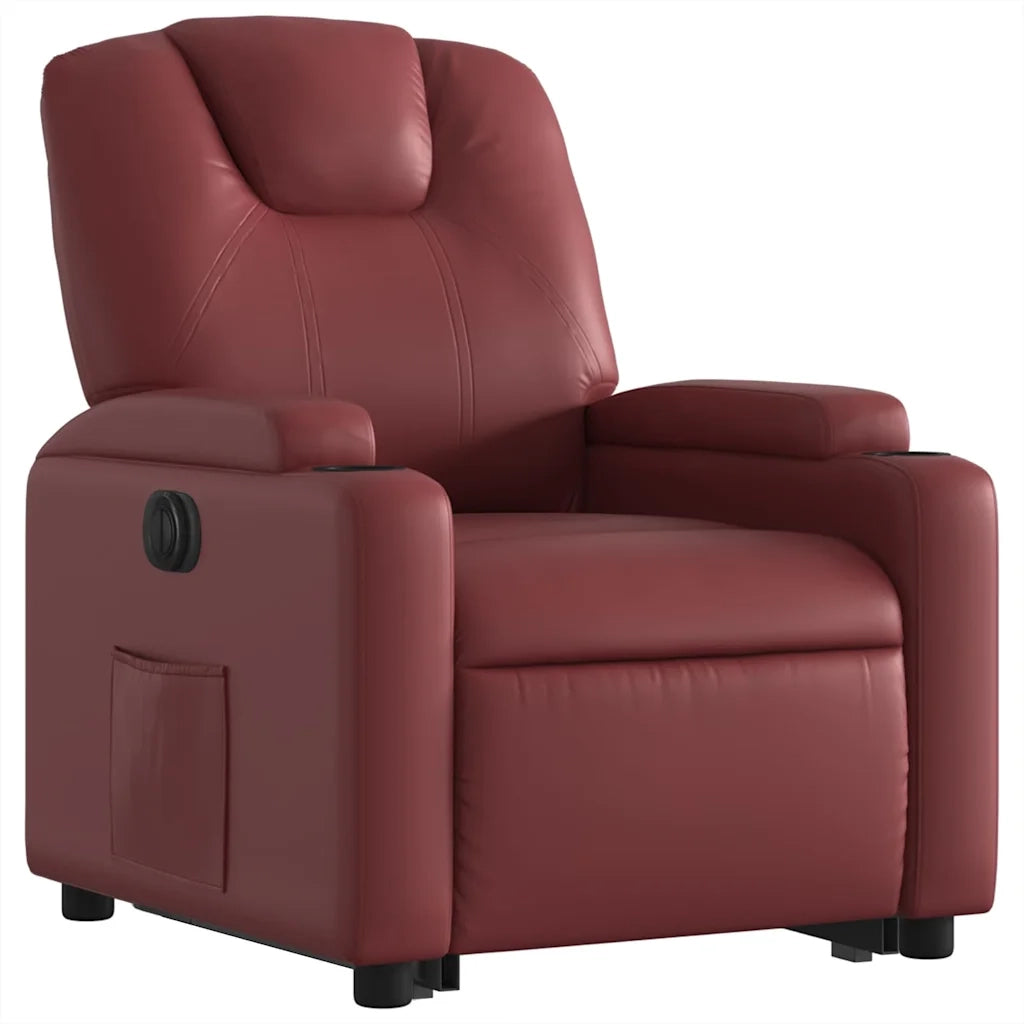 Poltrona Alzapersona Reclinabile Rosso Vino in Similpelle 3204448