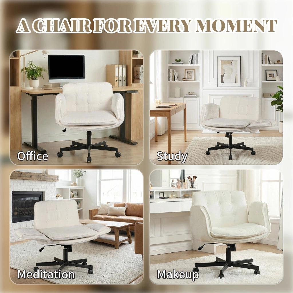 Sedia da ufficio con rotelle ¨C zephmum ¨C regolabile in altezza braccioli pieghevoli bianco