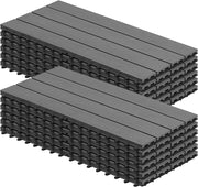 Piastrelle per Pavimenti da Esterno Mattonelle Pavimentazione ad Incastro Click-Deck in Legno Composito, con 12 Pannelli da 30x60 cm Grigio Chiaro