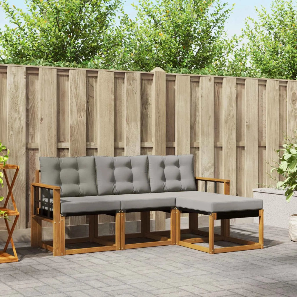 Set di divani da esterno 4 pcs Grigio Naturale e Chiaro 3368550