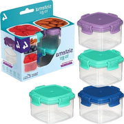 Contenitori alimentari - Scatole di archiviazione con coperchi - 62 ml - Senza BPA - Coperchi vari colori - 4 pezzi