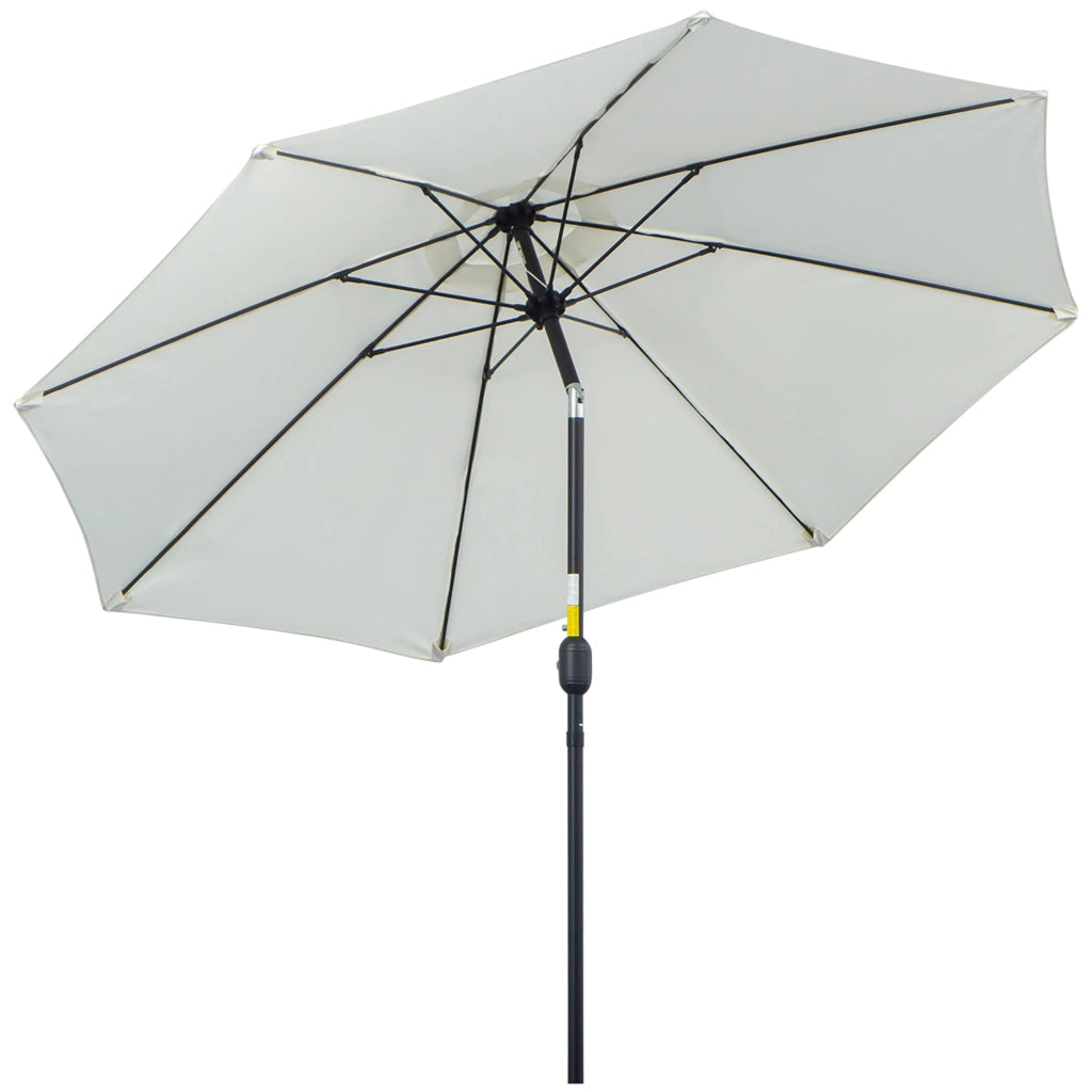 Ombrellone Rotondo e Regolabile Ø265x240 cm in Poliestere Metallo e Fibra di Vetro Crema