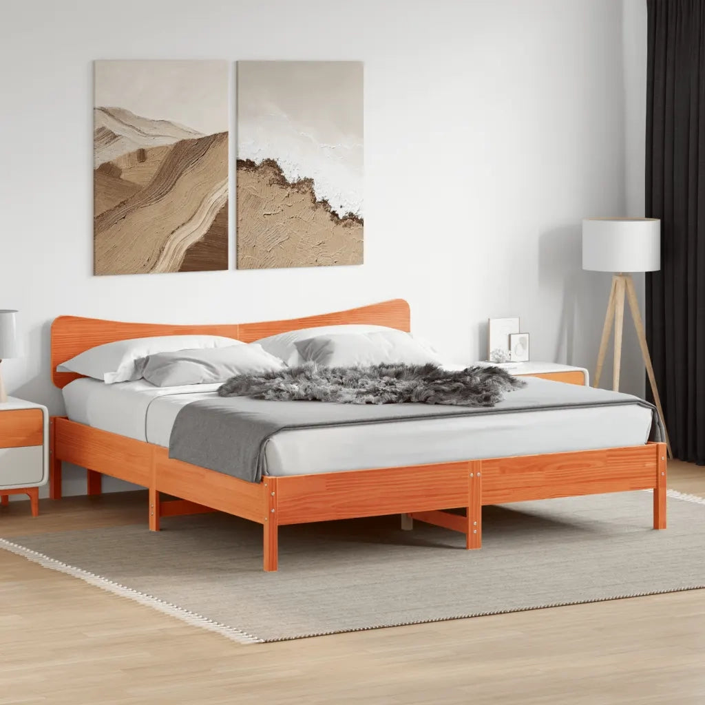 Giroletto senza Materasso Marrone Cera 200x200 cm Legno di Pino 3328222