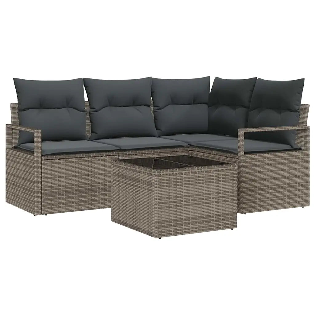 Set di divani 5 pcs Grigio polyrattan 3346369