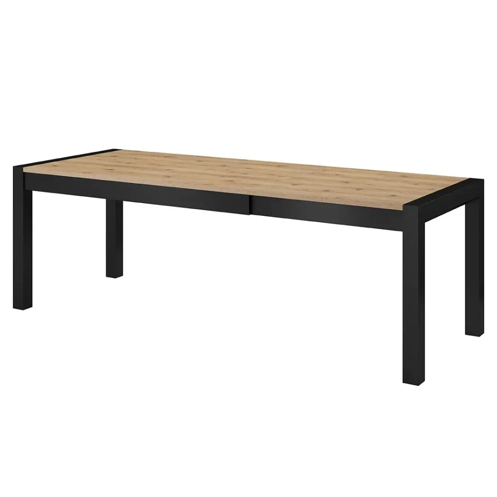 Tavolo estensibile 10 persone per sala da pranzo collezione TIVORA color quercia e nero.