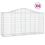 Cestini gabbioni recinzione a gabbia muro di contenimento ad arco 6 pezzi 200 x 50 x 100/120 cm ferro zincato argento 02_0040996