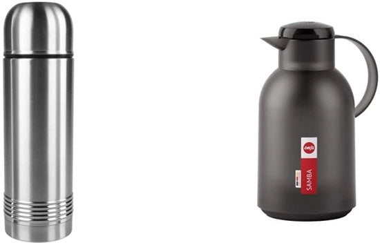Termos 1000 ml, acciaio inossidabile & N40119 termoskan | 1,5 litri | Chiusura rapida | 12 ore caldo e 24 ore freddo | Translucido nero