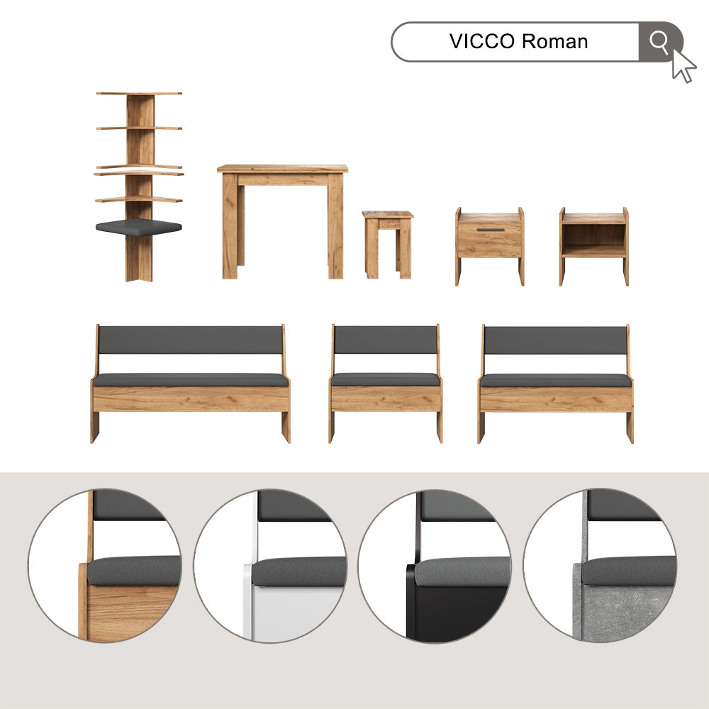 Gruppo panca ad angolo Roman Calcestruzzo 150 x 120 cm con tavolo Vicco