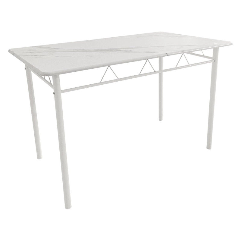 Tavolo Cecilia In Mdf Bianco Marmo E Struttura Metallo Bianco Dimensione 120x70x74cm