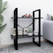 Libreria a 2 Ripiani-Scaffale per Libri-Mobile di Stoccaggio Grigia 60x30x70 cm in Legno Multistrato