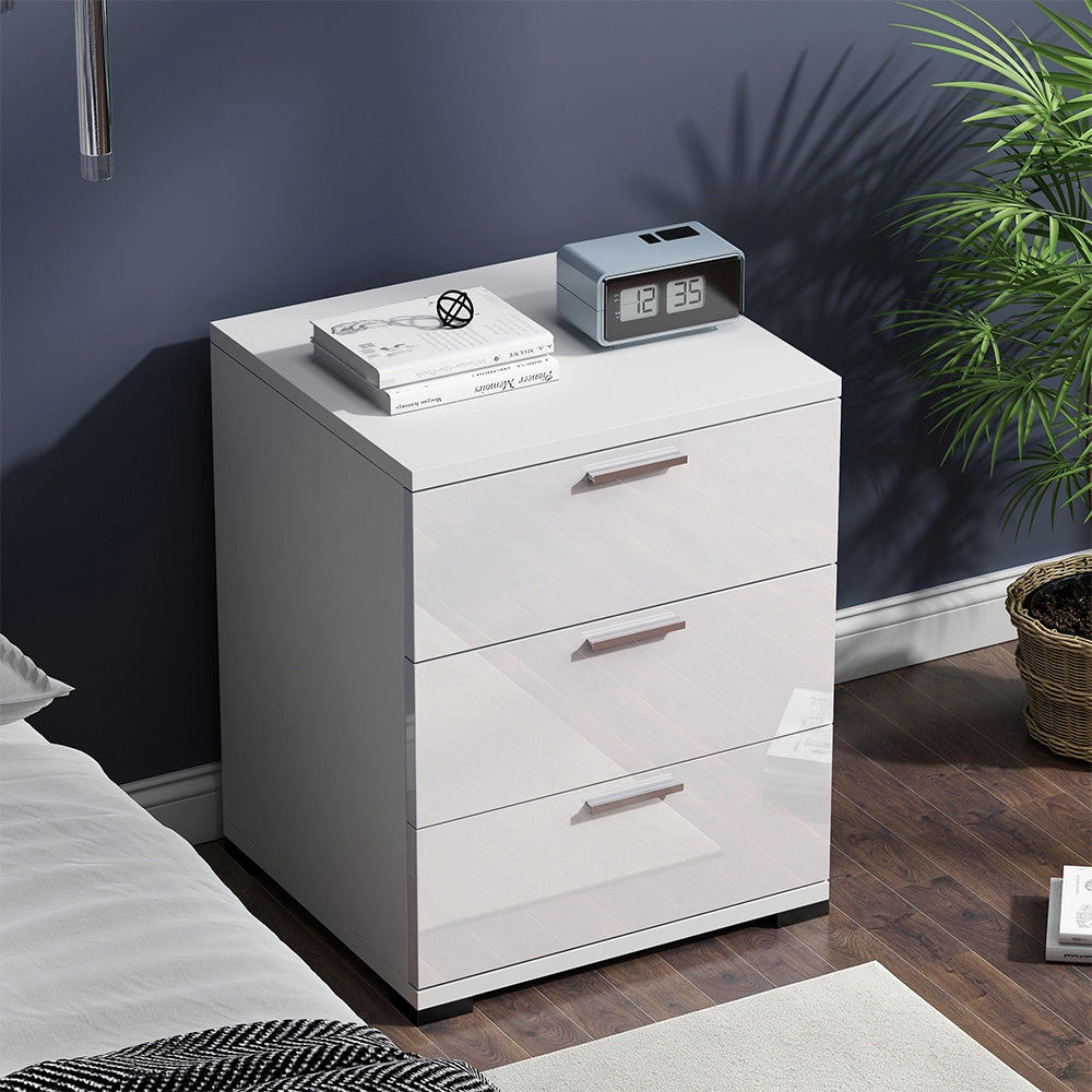 Comodino camera da letto Marseille Bianco lucido 46.2 x 60 cm Vicco