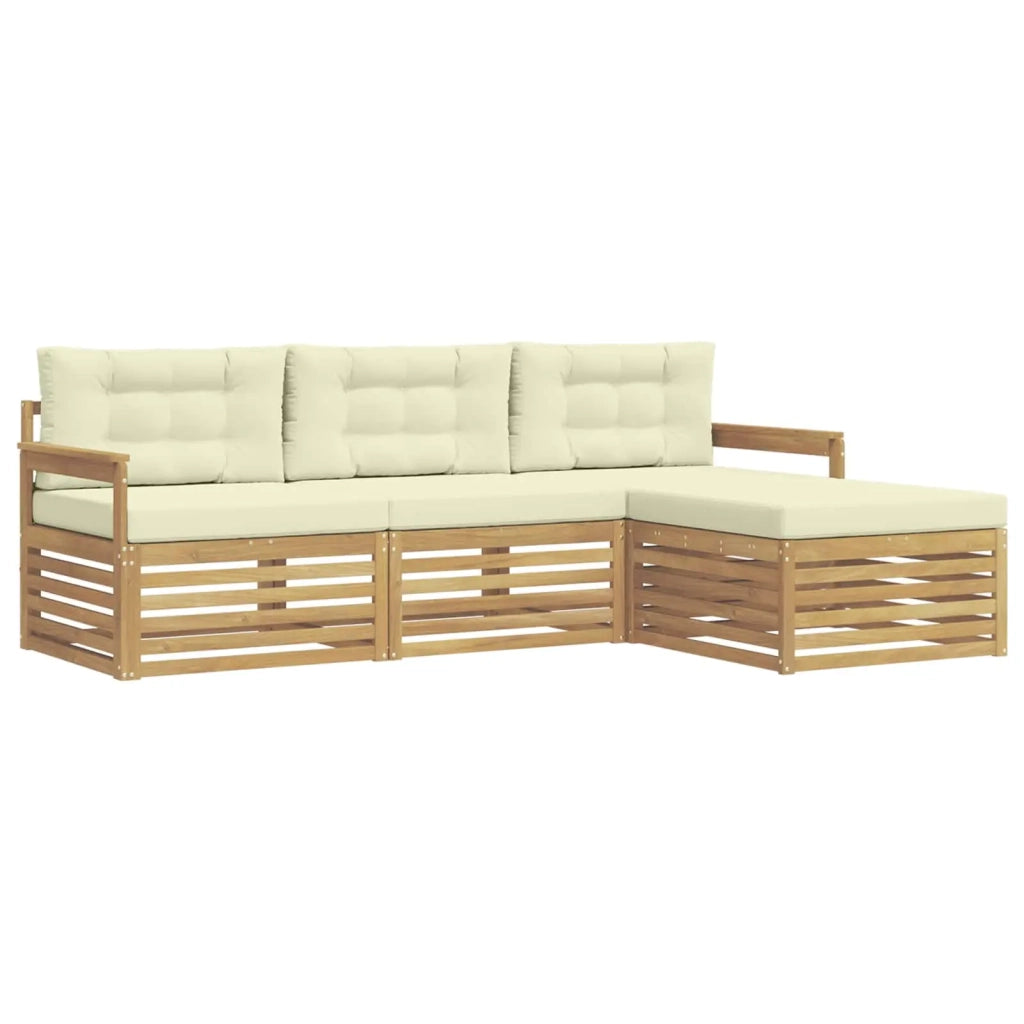 Set di divani da esterno 4 pz Bianco e Crema Poliestere 3390270