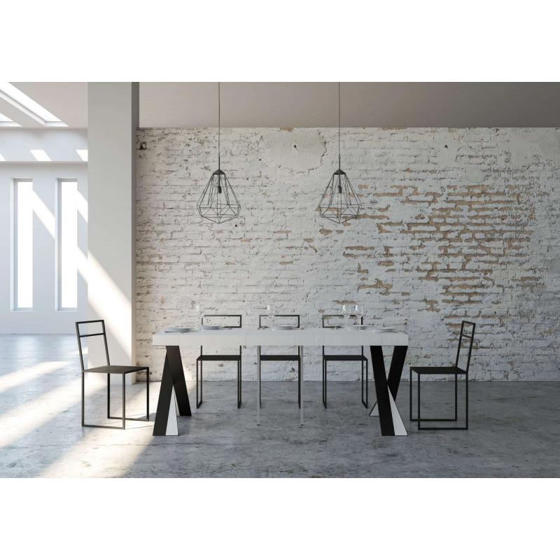 Consolle allungabile 90x40/300 cm Diago Premium telaio Antracite - Bianco Frassino