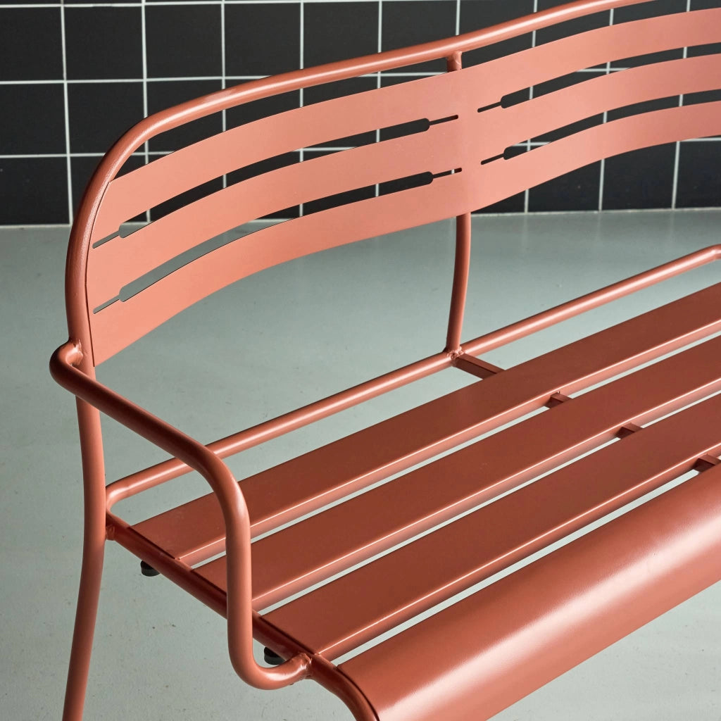 Panca da giardino in acciaio, 2 posti, terracotta