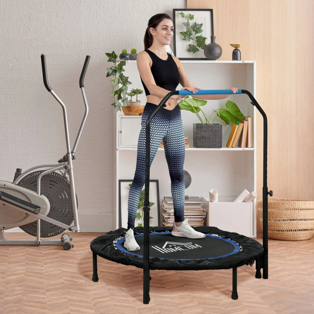 Mini Trampolino Fitness ?102 cm Pieghevole con Manubrio Regolabile in Altezza, Blu