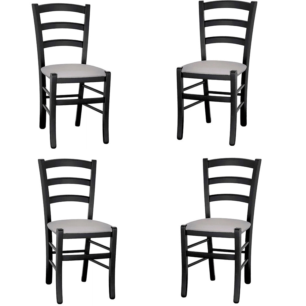 Sedie da sala da pranzo legno nero venezia sedile imbottito grigio chiaro x4