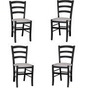 Sedie da sala da pranzo legno nero venezia sedile imbottito grigio chiaro x4