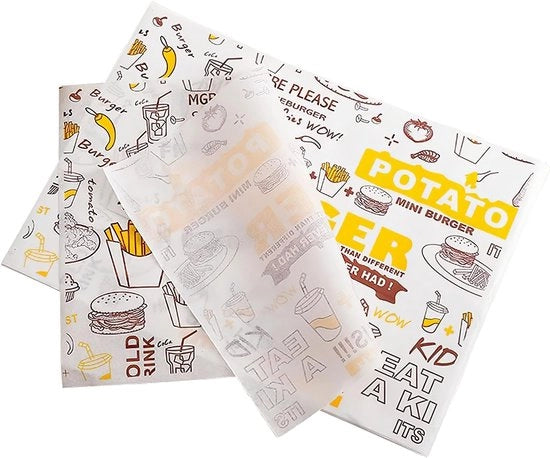 Papier per Bakken - Sicuro per il Cibo - 500 Fogli - 36 x 26 cm - Senza Grassi e Impermeabile - Adatto per Tortelli e Pane - Ideale per Snack
