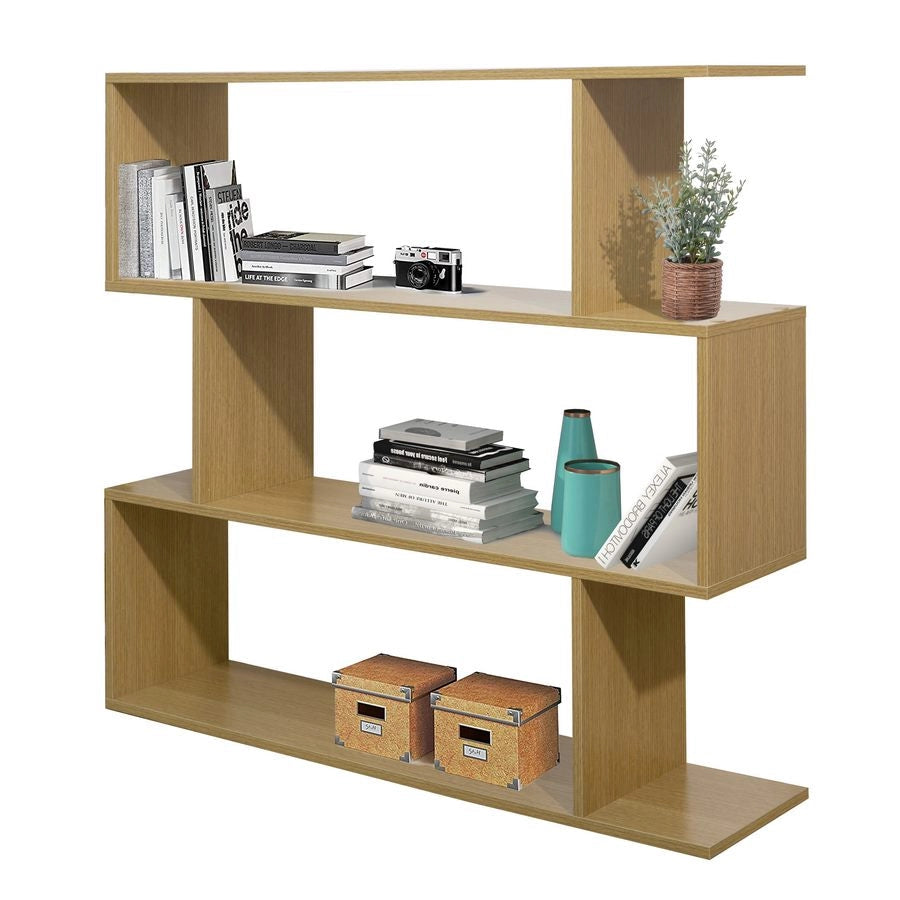 Libreria Moderna 3 Ripiani  110x97x25 cm in Legno Melaminico Rovere Chiaro