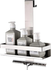 Scaffale doccia per cesto in acciaio inox appeso con ganci per enclosure doccia in vetro, H30BN-1DH