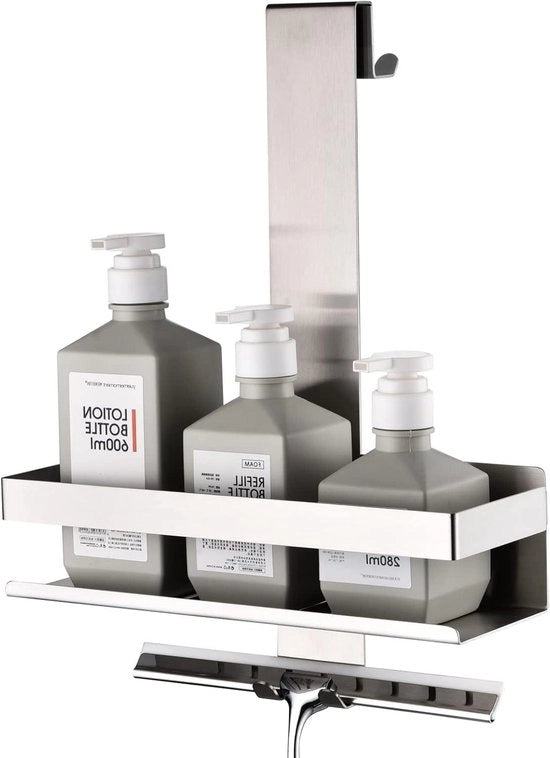 Scaffale doccia per cesto in acciaio inox appeso con ganci per enclosure doccia in vetro, H30BN-1DH