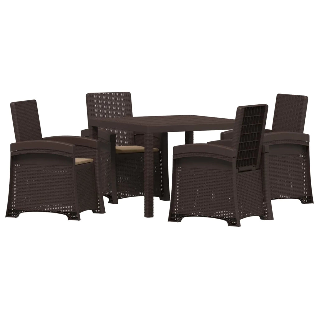 Set da Pranzo per Giardino 5 pz Marrone e Tortora PP 3430109