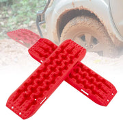 Tavole di Recupero per Fuoristrada 2 Pezzi, Carico 10T, Piastre di Trazione e Recupero per Liberare Veicoli da Neve Fango e Sabbia, Accessori Fuoristrada 4x4 (Rosso, 107 x 31 x 7 cm)