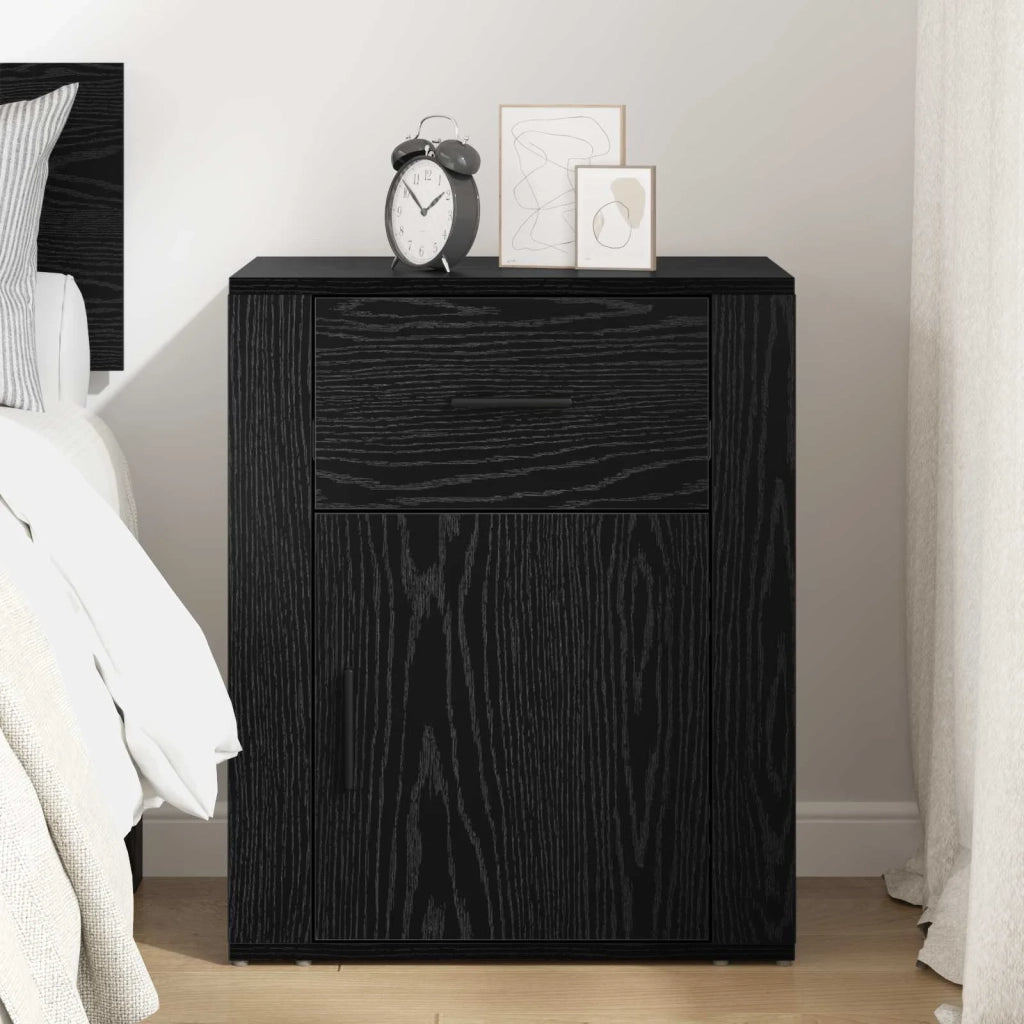 Armadio da Notte Rovere Nero 35 x 50 x 60 cm Legno multistrato
