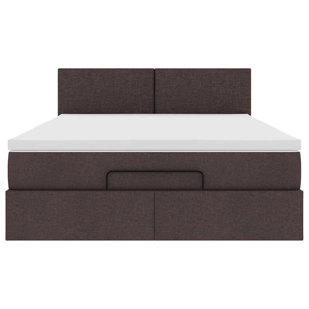 Pouf Letto con Materasso e LED Marrone Scuro 140x190 cm 3312225