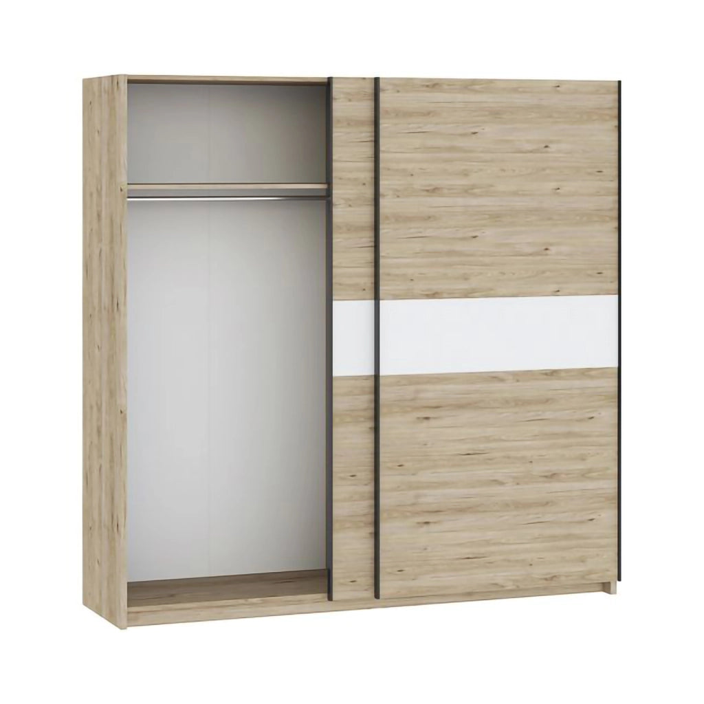 Armadio Camera da Letto Nalika, Guardaroba 2 Ante 2 Ripiani, 200x204h cm Marrone Rovere