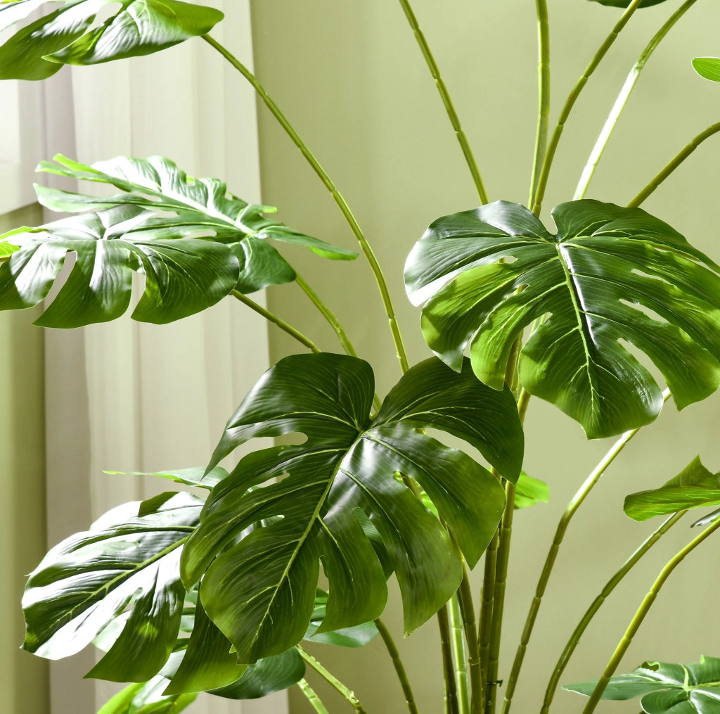 Pianta artificiale Monstera 180 cm verde in plastica, vaso incluso