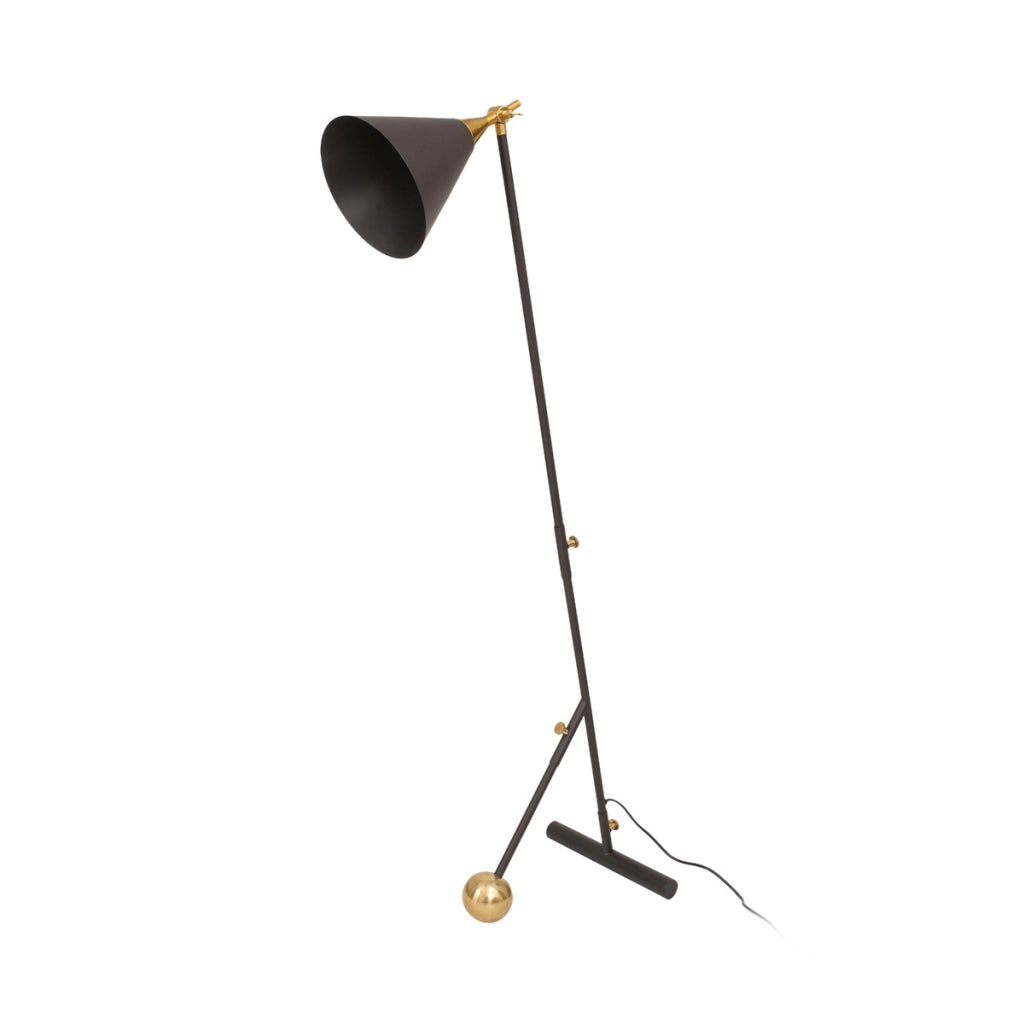 Lampada da terra Celeste in metallo nero e oro