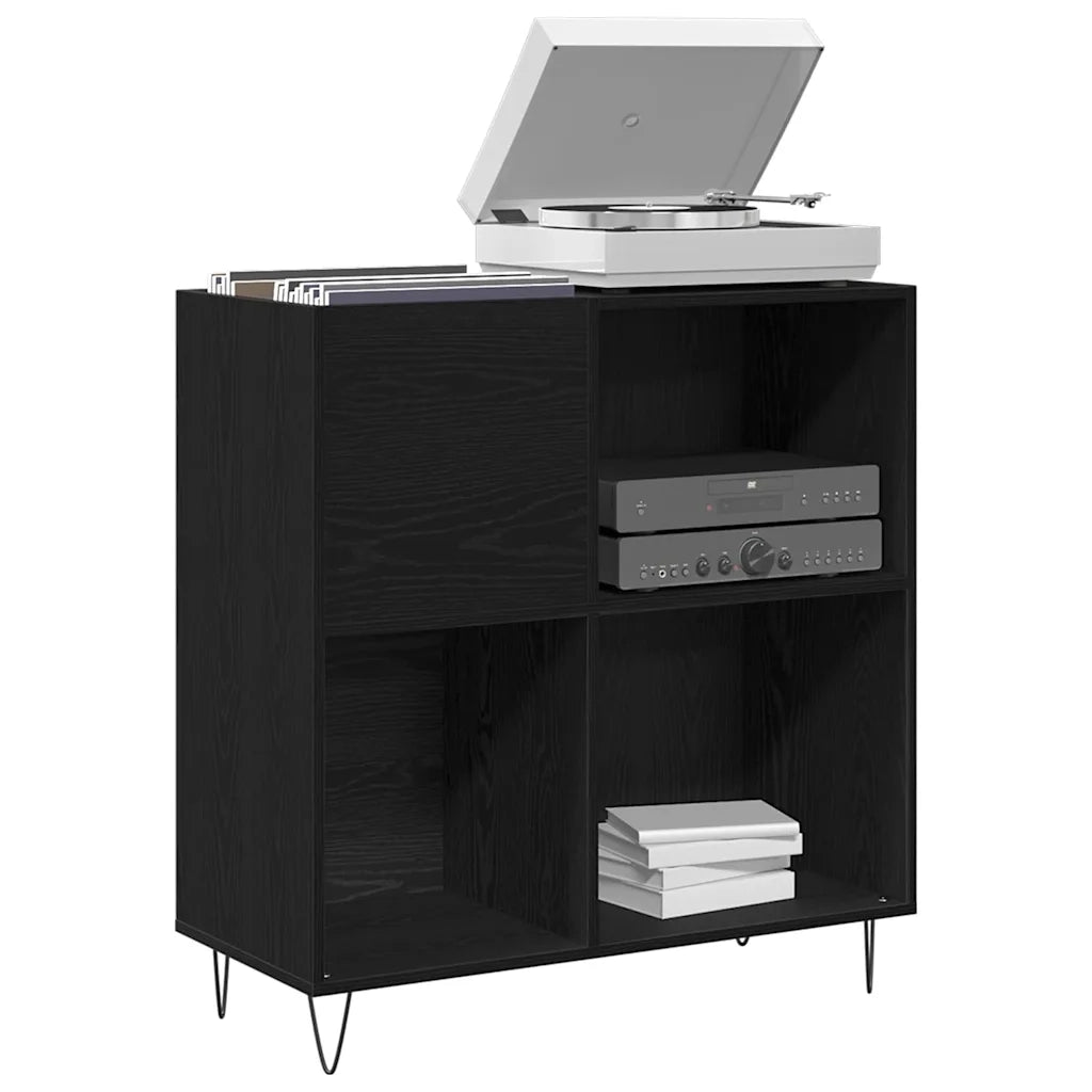 Mobile porta vinili con lo scaffale Rovere Nero 85 x 38 x 89 cm 862913