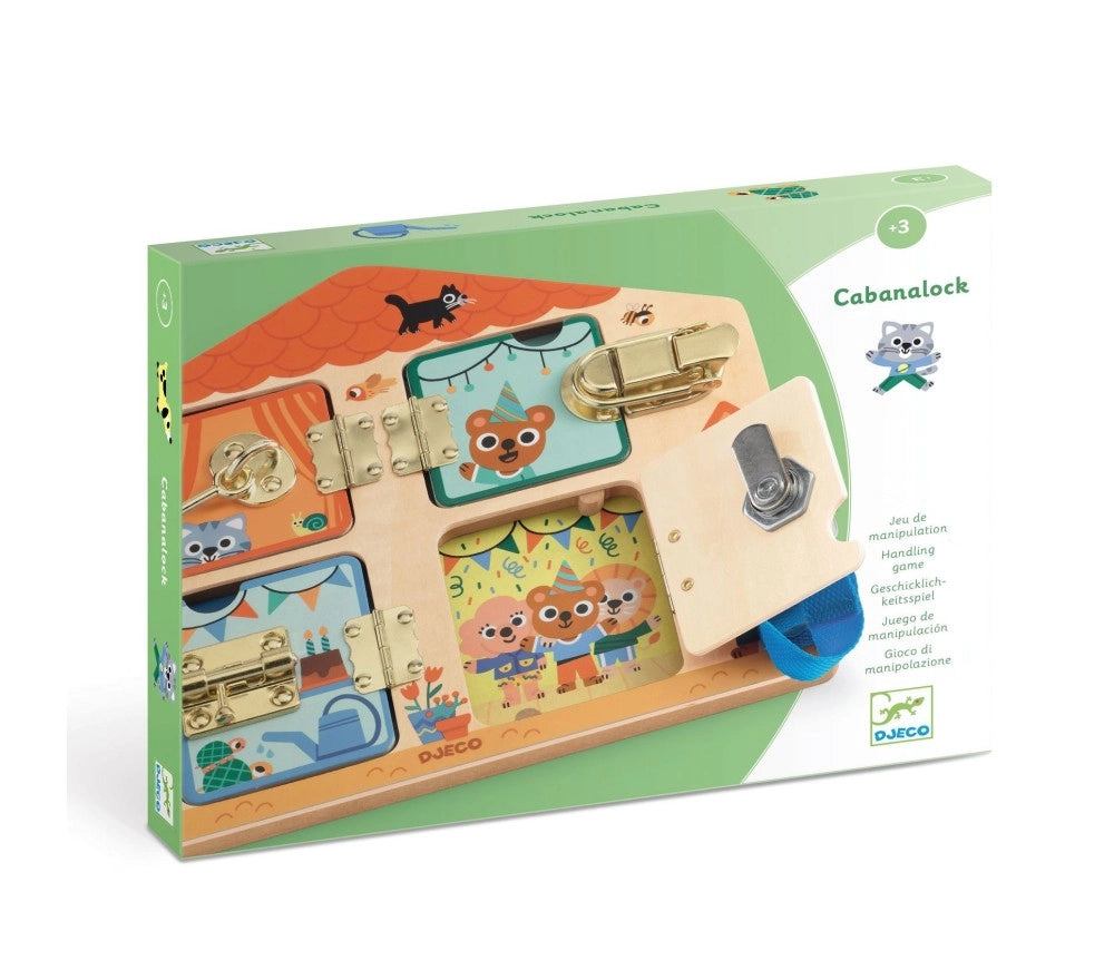 Cabanalock,Gioco di manipolazione in legno,Djeco,Eta 3+