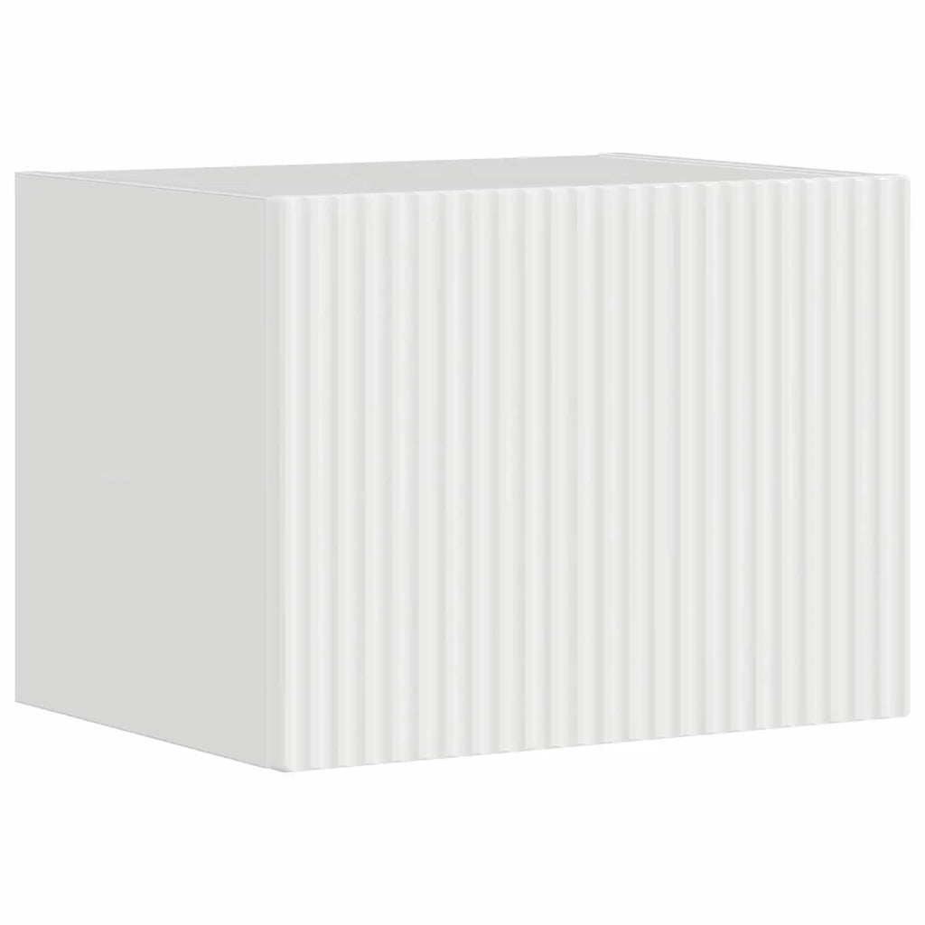 Set di Mobiletto da TV a Parete 4 pz-Credenza per TV sospesa Bianco Lucido 941860
