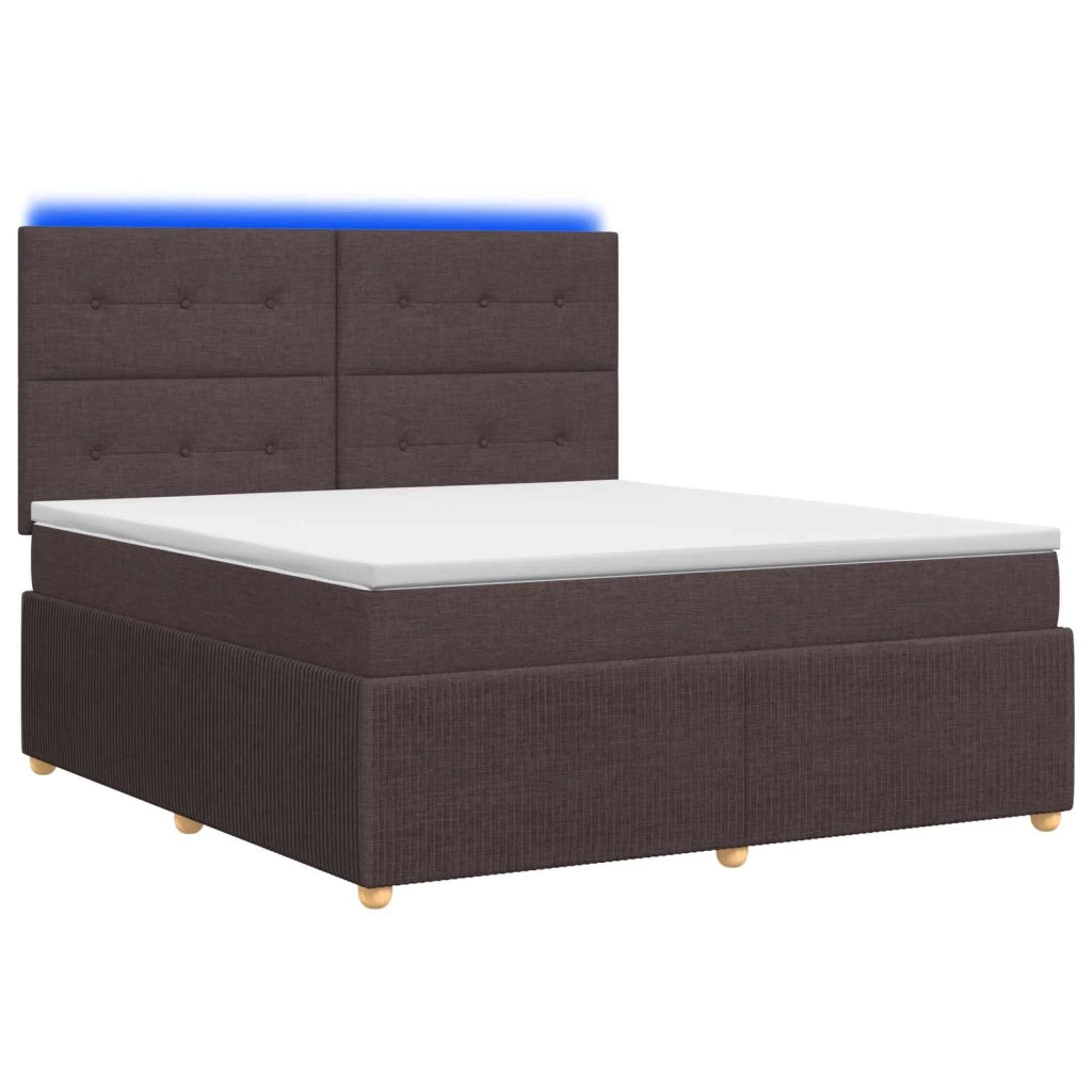 Letto Box Spring LED con Materasso Marrone Scuro 140 x 190 cm 3455856