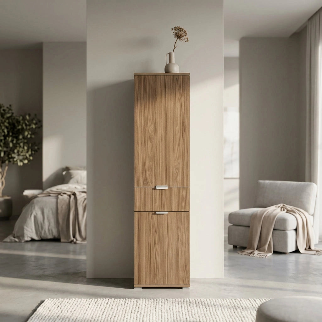 Armadio con 2 ante e un cassetto in Legno Composito cm 45x38x174 - GREIG