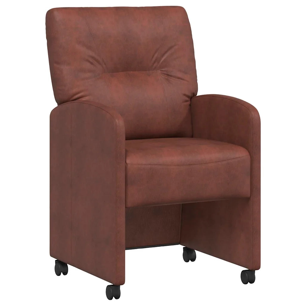 Sedie da Pranzo con Ruote 2 pcs Marrone lucido 57 x 67 x 95 cm