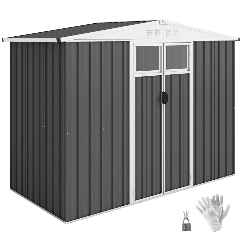 Casetta da giardino in metallo con finestra ¨C Xylo ¨C 246x117x180 cm grigio