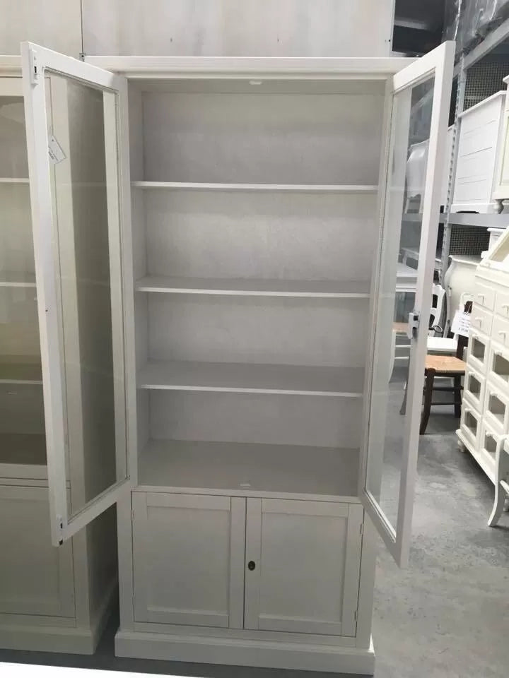Vetrina classica in legno bianco 90x41x186h (1387) - Mobili 2G