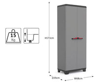Armadio da Esterno 3 Ripiani 68x39x173H cm in Plastica Keter Stilo Alto Grigio