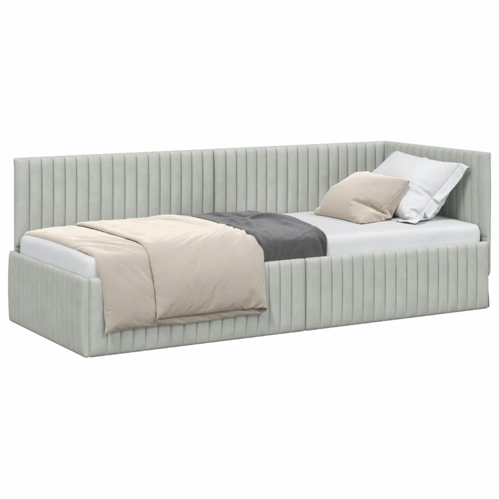 Letto singolo | Letto per adulti | Cornice del letto ad angolo Grigio chiaro 80 cm x 200 cm
