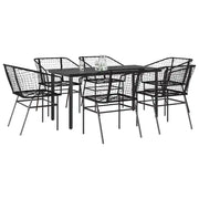 vidaXL Set Pranzo da Giardino 7 pz Nero Polyrattan Vetro